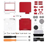 eXtremeRate Cover Scocca Ricambio per Gameboy Advance SP,Custodia Tasti Pulsanti Kit per GBA SP Console-Compatibile con IPS&Standard LCD(NON Include Console&IPS Schermo)-Rosso&Bianco