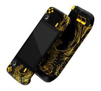 eXtremeRate Cover Tasti Kit per Steam Deck LCD,Custodia Frontale Posteriore Pulsanti Shell DIY Ricambio per Steam Deck LCD,Senza Console-Grande Onda d'Oro Nera