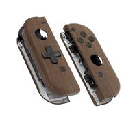 eXtremeRate Cover Tasti Scocca Pulsanti Custodia Shell Case DIY Ricambio per Nintendo Switch/Switch OLED Joycon,D-pad Versione,NON Include Joycon-Venatura del Legno