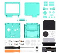 eXtremeRate Cover Tasti Scocca Ricambio per Gameboy Advance SP,Custodia Pulsanti Kit per GBA SP Console-Compatibile con IPS&Standard LCD(NON Include Console&IPS Schermo)-Trasparente Verde Smeraldo