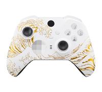 eXtremeRate Custodia Cover per Xbox Elite Series 2 Controller Model 1797,Scocca Case Frontale Ricambio per Xbox Elite Series 2 Wireless Controller Core&2 Anelli-Grande Onda d'Oro Bianca