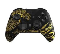 eXtremeRate Custodia Cover per Xbox Elite Series 2 Controller Model 1797,Scocca Case Frontale Ricambio per Xbox Elite Series 2 Wireless Controller Core&2 Anelli-Grande Onda d'Oro Nera