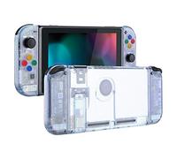 eXtremeRate Custodia Tasti Ricambio per Nintendo Switch,Cover Scocca Pulsanti Kit DIY per Joycon,Senza Controller e Console-Trasparente Blu Ghiacciaio