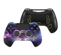 eXtremeRate DECADE Torneo Aggiornamento Kit per ps4 Controller CUH-ZCT2(Non Controller), Cover Shell&Tasti Posteriori&Trigger Stop, Accessori per ps4 Joystick JDM-040/050/055, Galassia Nebulosa