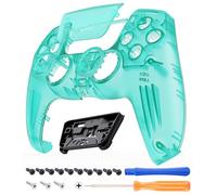 eXtremeRate Luna Cover Frontale Touchpad Ricambio per ps5 Controller,Copertura Custodia Scocca Shell Ridisegnato Anelli Compatibile con ps5 Joystick BDM 010/020/030/040/050-Trasparente Verde Smeraldo