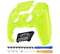 eXtremeRate Luna Cover Frontale Touchpad Ricambio per ps5 Controller,Copertura Custodia Scocca Shell Ridisegnato Anelli Compatibile con ps5 Joystick BDM 010/020/030/040/050-Trasparente Verde Lime