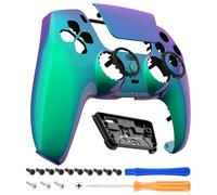 eXtremeRate Luna Cover Ricambio per ps5 Controller,Custodia Copertura Frontale Scocca Shell Ridisegnato&Touchpad&Anelli Compatibile con ps5 Joystick-Camaleonte Verde Viola