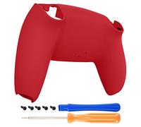 eXtremeRate Passion Red Soft Touch Grip Custom Back Housing Bottom Shell Compatible with PS5 Controller Replacement Back Shell Cover Compatible with PS5 Controller