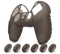 eXtremeRate PlayVital Cover Controller per ps5 Custodia Protettiva in Silicone Skin Antiscivolo con Gommini Coprilevette Analogiche per ps5 Joystick-3D Borchiate(Trasparente Nero)