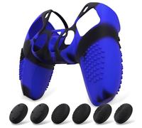 eXtremeRate PlayVital Cover Controller per ps5 Custodia Protettiva in Silicone Skin Antiscivolo con Gommini Coprilevette Analogiche per ps5 Joystick-3D Borchiate(Blu Nero Mimetico)