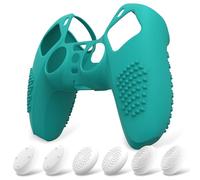 eXtremeRate PlayVital Cover Controller per ps5 Custodia Protettiva in Silicone Skin Antiscivolo con Gommini Coprilevette Analogiche per ps5 Joystick-3D Borchiate(Verde Acqua)