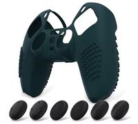 eXtremeRate PlayVital Cover Controller per ps5 Custodia Protettiva in Silicone Skin Antiscivolo con Gommini Coprilevette Analogiche per ps5 Joystick-3D Borchiate(Verde)