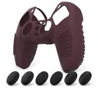 eXtremeRate PlayVital Cover Controller per ps5 Custodia Protettiva in Silicone Skin Antiscivolo con Gommini Coprilevette Analogiche per ps5 Joystick-3D Borchiate(Rosso Vino)