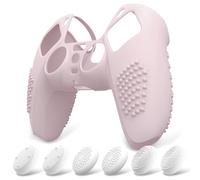 eXtremeRate PlayVital Cover Controller per ps5 Custodia Protettiva in Silicone Skin Antiscivolo con Gommini Coprilevette Analogiche per ps5 Joystick-3D Borchiate(Rosa)