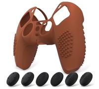 eXtremeRate PlayVital Cover Controller per ps5 Joystick Custodia Protettiva | Protezione Silicone, Grip con Borchie 3D Antiscivolo, 6 Gommini Copri Levette Analogiche, Marrone