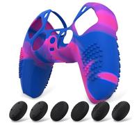 eXtremeRate PlayVital Cover Controller per ps5 Joystick Custodia Protettiva | Protezione Silicone, Grip con Borchie 3D Antiscivolo, 6 Gommini Copri Levette Analogiche, Rosa Viola Blu Mimetico