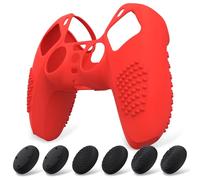 eXtremeRate PlayVital Cover Controller per ps5 Joystick Custodia Protettiva | Protezione Silicone, Grip con Borchie 3D Antiscivolo, 6 Gommini Copri Levette Analogiche, Rosso Passione