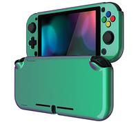 eXtremeRate PlayVital Cover Custodia per Nintendo Switch Lite,Copertura Grip Protettiva Rigida per Switch Lite Console&Pellicola&Copri Analogici Tasti-Camaleonte Verde Viola