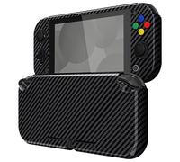 eXtremeRate PlayVital Cover Custodia per Nintendo Switch Lite,Copertura Grip Protettiva Rigida per Switch Lite Console&Pellicola&Copri Analogici Tasti-Fibra di Carbonio Grafite