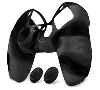 eXtremeRate PlayVital Cover Custodia per ps5 Joystick Controller Skin Silicone Antiscivolo Protettiva con Gommini Copri Levette Analogiche-Guardian Edizione,Grigio Scuro Nero