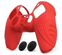 eXtremeRate PlayVital Cover Custodia per ps5 Joystick Controller Skin Silicone Antiscivolo Protettiva con Gommini Copri Levette Analogiche-Guardian Edizione,Rosso Passione