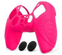 eXtremeRate PlayVital Cover Custodia per ps5 Joystick Controller Skin Silicone Antiscivolo Protettiva con Gommini Copri Levette Analogiche-Guardian Edizione,Rosa Vivo