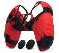 eXtremeRate PlayVital Cover Custodia per ps5 Joystick Controller Skin Silicone Antiscivolo Protettiva con Gommini Copri Levette Analogiche-Guardian Edizione,Rosso Nero Mimetico
