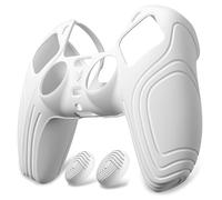 eXtremeRate PlayVital Cover Skin per ps5 Controller Joystick Custodia Protettiva Antiscivolo Silicone Case con Gommini Coprilevette Analogiche-Samurai,Bianco