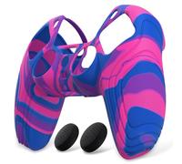 eXtremeRate PlayVital Cover Skin per ps5 Controller-Rosa Viola Blu | Custodia Protettiva in Silicone, Grip Antiscivolo, 2 Gommini Copri Levette Analogiche per ps5 Joystick, Design Samurai