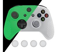 eXtremeRate PlayVital Cover Skin per Xbox One S X Controller,Custodia Protettiva in Silicone con Gommini Coprilevette Analogiche Antiscivolo per Xbox One S X Joystick Model 1708(Bianco Illuminare)