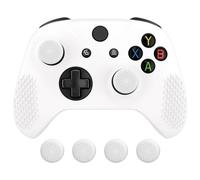 eXtremeRate PlayVital Cover Skin per Xbox One S X Controller,Custodia Protettiva in Silicone con Gommini Coprilevette Analogiche Antiscivolo per Xbox One S X Joystick Model 1708(Bianco Freddo)