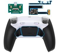 eXtremeRate RISE Plus MAX Tasti Aggiuntivi Clicky Trigger Stop per ps5 Controller BDM-010/020,Palette Posteriori Back Button Cover Grip Gommato per ps5 Joystick-Senza Controller-Nero Bianco