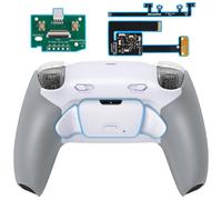 eXtremeRate Rise Plus Max Tasti Aggiuntivi Clicky Trigger Stop per ps5 Controller BDM-010/020,Palette Posteriori Back Button Cover Grip Gommato per ps5 Joystick-Senza Controller-Bianco Grigio