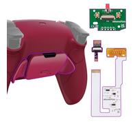 eXtremeRate Rise V3 Remap Kit per ps5 Controller BDM-030/040/050,Back Button Levette Posteriore per ps5 Joystick,Tasti Aggiuntivi&Cover Grip Gommato per Joypad,Senza Controller,Cosmic Red