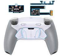 eXtremeRate RISE4 Plus MAX Tasti Aggiuntivi Clicky Trigger Stop per ps5 Controller BDM-010 020,Palette Posteriori Back Button Cover Grip Gommato per ps5 Joystick-Senza Controller-Bianco Grigio
