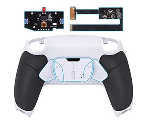 eXtremeRate Rise4 Remap Kit per ps5 Controller BDM-010/020,4 Paddles Aggiuntivi Programmabili & Cover Grip Gommato, Palette Tasti Posteriori Back Button Accessori per ps5 Joystick, Bianco Nero