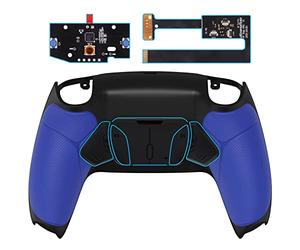 eXtremeRate Rise4 Remap Kit per ps5 Controller BDM-010/020,4 Paddles Aggiuntivi Programmabili & Cover Grip Gommato, Palette Tasti Posteriori Back Button Accessori per ps5 Joystick, Blu