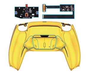 eXtremeRate Rise4 Remap Kit Programmabile per ps5 Controller BDM-010/020,4 Palette Tasti Aggiuntivi Back Button & Cover Posteriore per ps5 Joystick-Oro Cromo