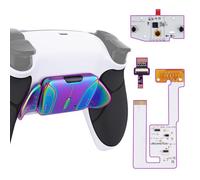 eXtremeRate Rise4 V3 Remap Kit Programmabile per ps5 Controller,Palette Metallo Back Button Paddles Tasti Aggiuntivi Cover Grip Gommato per ps5 Joystick BDM-030/040/050-Bianco Blu Viola