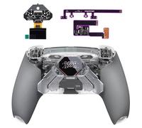 eXtremeRate Spark Remap Kit per ps5 Controller BDM-030 040 050 060, Display OLED +Clicky Trigger Stop +Grip Ergonomici, 4 Tasti Posteriori Rimappabili Accessori per ps5 Joystick, Trasparente&Grigio