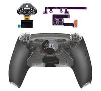 eXtremeRate SPARK Remap Kit per ps5 Controller BDM-030 040 050 060, Display OLED +Clicky Trigger Stop +Grip Ergonomici, 4 Tasti Posteriori Rimappabili Accessori per ps5 Joystick, Trasparente Nero&Nero