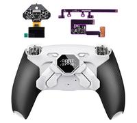 eXtremeRate Spark Remap Kit per ps5 Controller BDM-030 040 050 060, Display OLED +Clicky Trigger Stop +Grip Ergonomici, 4 Tasti Posteriori Rimappabili Accessori per ps5 Joystick, Bianco&Nero
