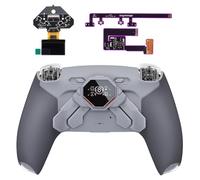 eXtremeRate SPARK Remap Kit per ps5 Controller BDM-030 040 050, Display OLED + Clicky Trigger Stop + Grip Ergonomici, 4 Palette Tasti Posteriori Rimappabili Accessori per ps5 Joystick, Grigio Classic