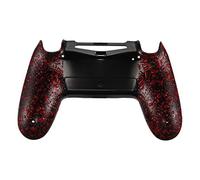 eXtremeRate Textured Red Comfortable Non-Slip Custom Back Housing, 3D Splashing Case Cover, Game Improvement Replacement Bottom Shell Compatible with ps4 Slim Pro Controller JDM-040/050/055