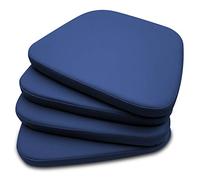 extroitaly Goccia Set 4 Cuscini Blu in Ecopelle SFODERABILE con Cerniera - Interno Poliuretano INDEFORMABILE - Mis.48/40X43 H.5 UTILE per Seduta Sedia e/o per POLTRONCINA