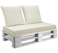 extroitaly Set Cuscini Belem Ecopelle Idrorepellente (Beige) Mis.120x60 sp.11 cm.+ schienali 60x60 pz.02 Esterno/Interno per bancale in Poliuretano espanso,Sfoderabile