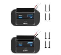 EXTRWORY 1/2 PCS RV Presa USB Per Doppia Porta USB C & Per QC3.0 Porta USB A Interruttore di Ricarica Veloce con Interruttore On/Off 12V Auto Barca Marine (2pcs)