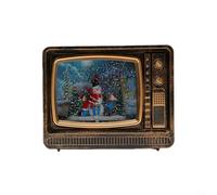 EXTRWORY Carillon natalizio con neve che cade con luce TV, Babbo Natale, pupazzo di neve, alce, 18,5 x 15 x 7 cm, decorazione per la casa, batteria USB per vacanze e famiglia (pupazzo di neve ramato)