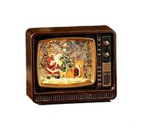 EXTRWORY Carillon natalizio con neve che cade con luce TV, Babbo Natale, pupazzo di neve, alce, 18,5 x 15 x 7 cm, decorazione per la casa, batteria USB per vacanze e famiglia (Babbo Natale ramato)