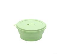 EXTRWORY Ciotole pieghevoli in silicone con coperchio, per campeggio, viaggi e picnic, set di 3 stoviglie salvaspazio da cucina (500 ml, verde)